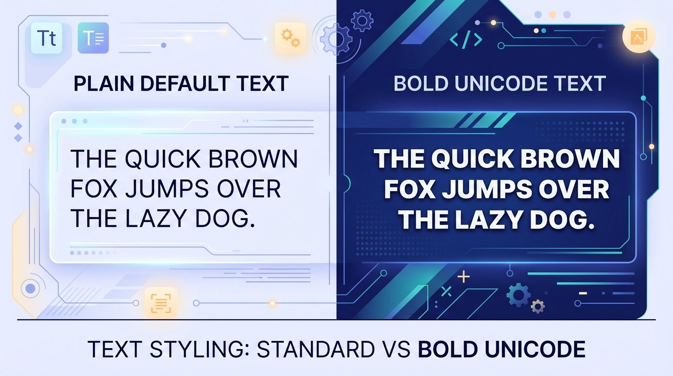 Plain text vs Bold Unicode Text Comparison